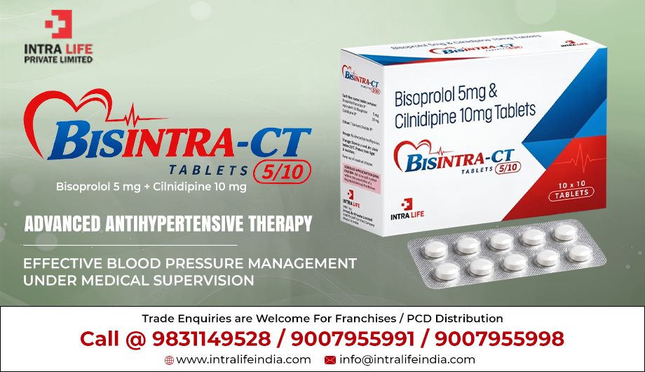 BISINTRA-CT 5/10 Tablets: Bisoprolol 5mg + Cilnidipine 10mg for Hypertension